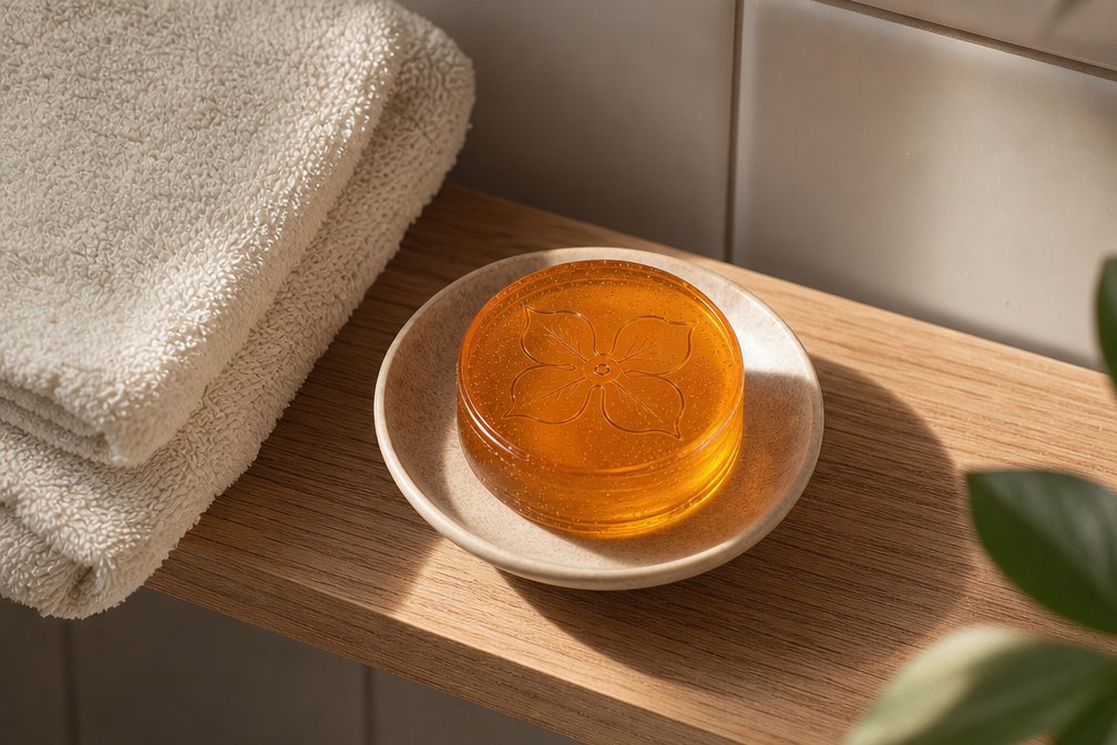 One HADAKI bar on a bathroom shelf